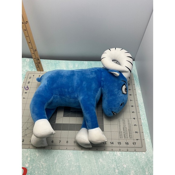 Blue Ram‎ Plush Stuffed Animal Toy Horns Eyes Teeth Cartoon Character - Picture 4 of 7